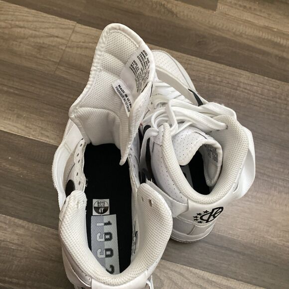 Nike Air Force 1 High White GS Shoes Black Swoosh Youth Size 4.Y 653998-102 - Picture 11 of 12